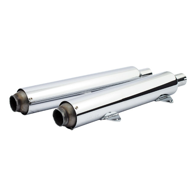526649 Kerker, 31/2" slipon mufflers. Chrome. Mikuni www