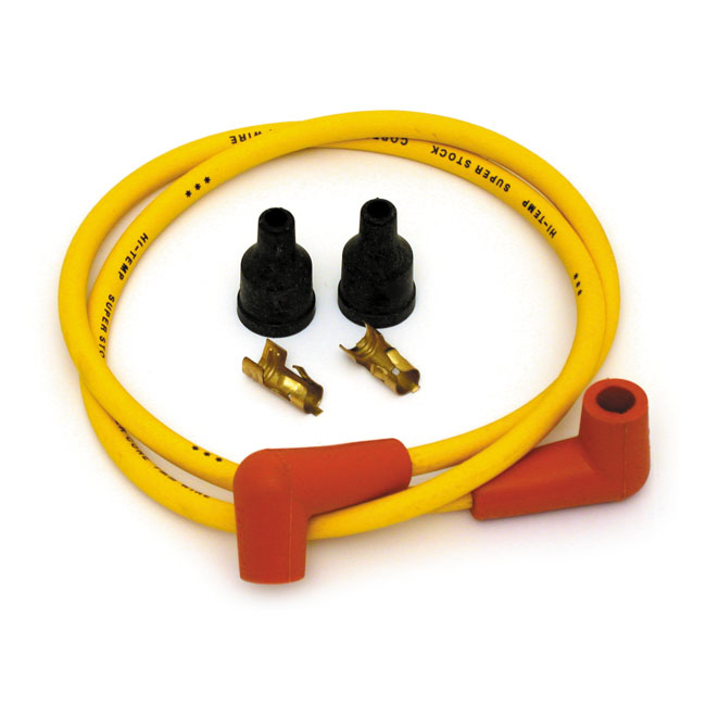 900000 Universal 7mm spark plug wire set, yellow with orange boots