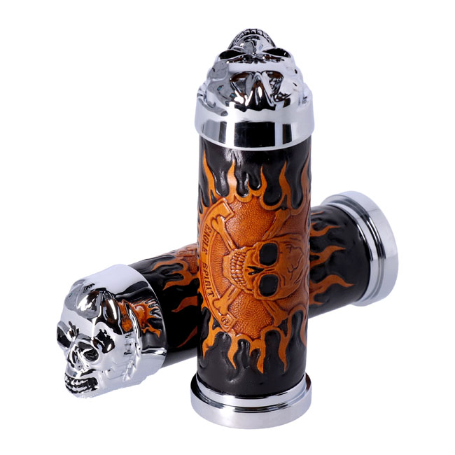 913151 Handlebar grip set, Cushion skull leather www
