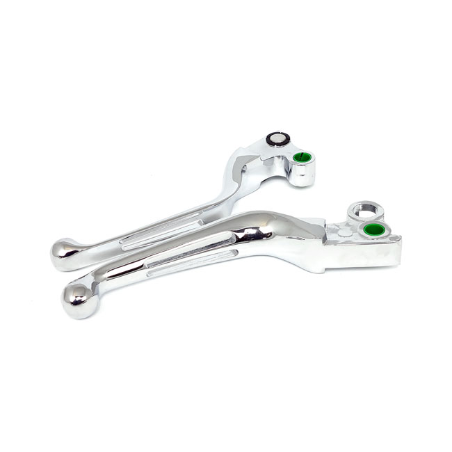 914101 Handlebar lever kit Wide blade 2slot. Chrome www