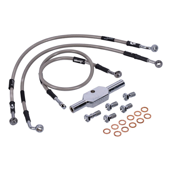 920513 Goodridge brake line front, stainless clear coated www