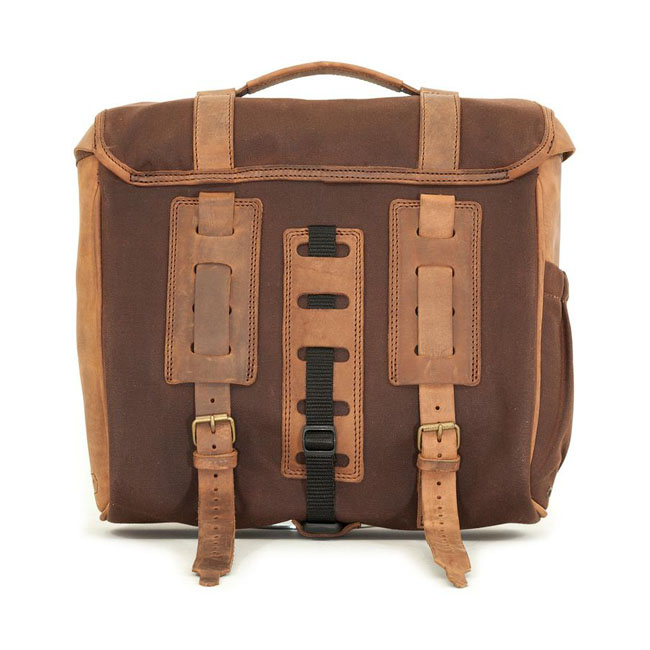 986012 Longride, 'Classic' waxed cotton saddlebag. Marron Brown www