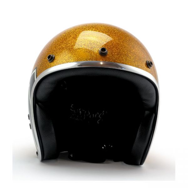 917549 Roeg X 13 1/2 Skull bucket helmet gold metal flake Roeg moto co.